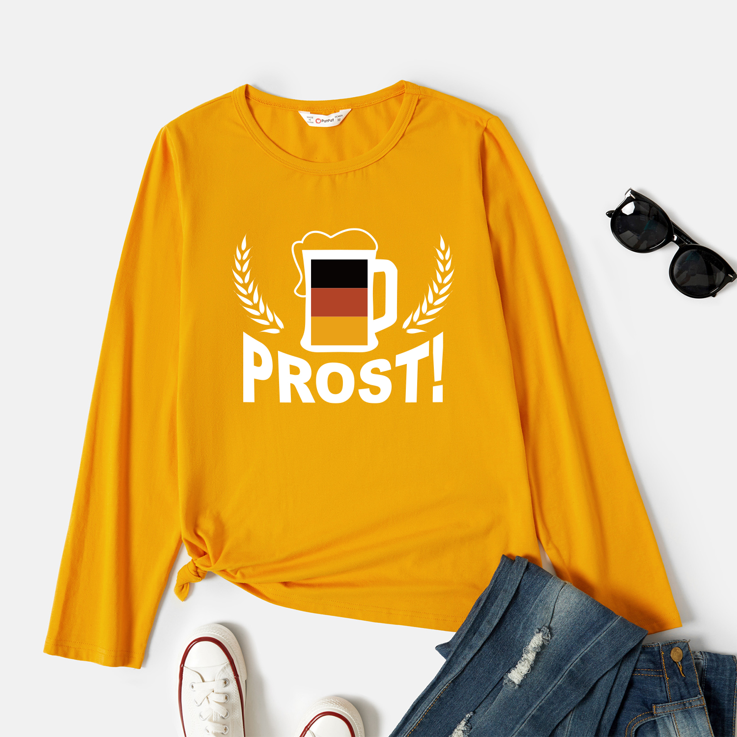 

Graphic Ginger Long-sleeve Round-collar Tee for Women