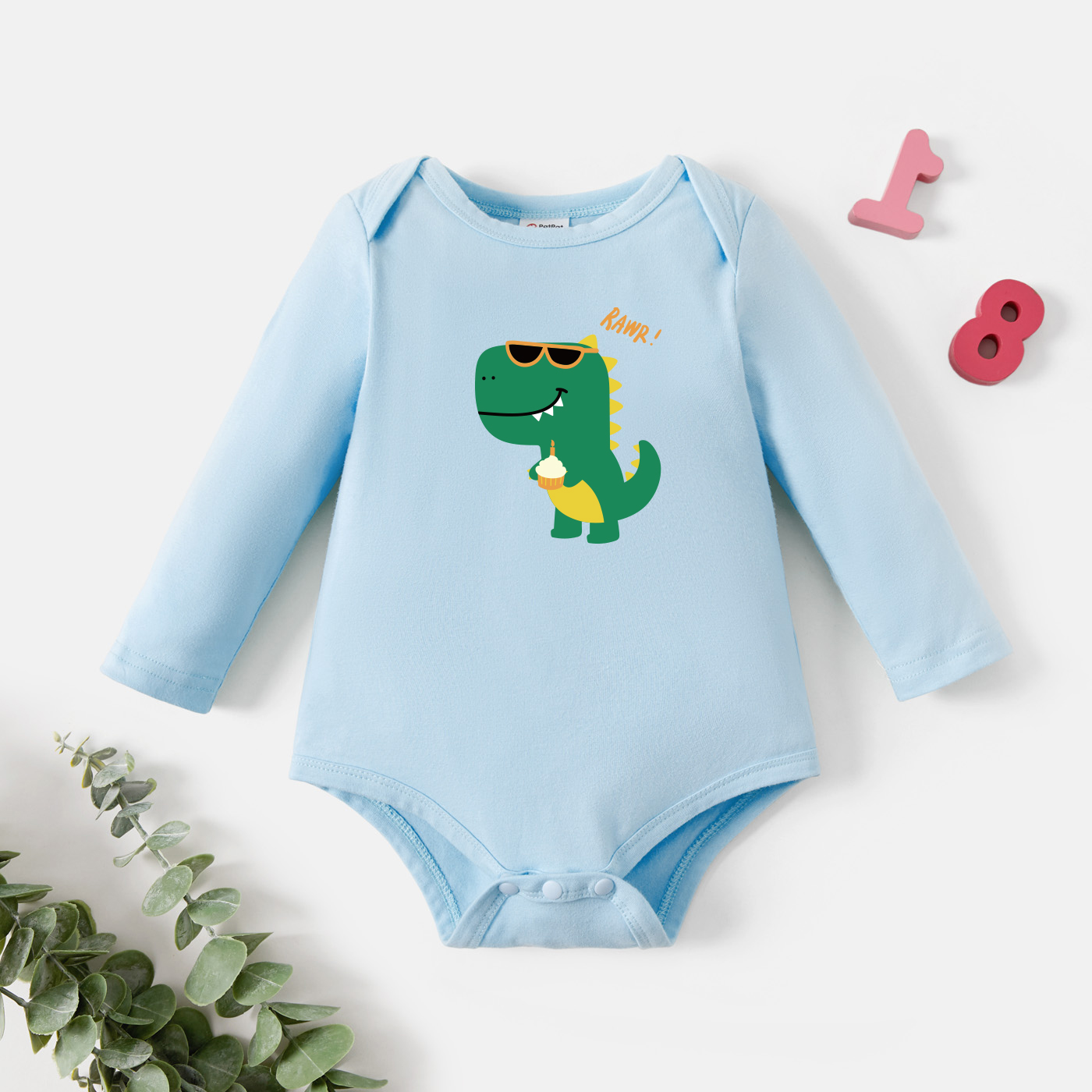 

Baby Graphic Light blue Long-sleeve Romper