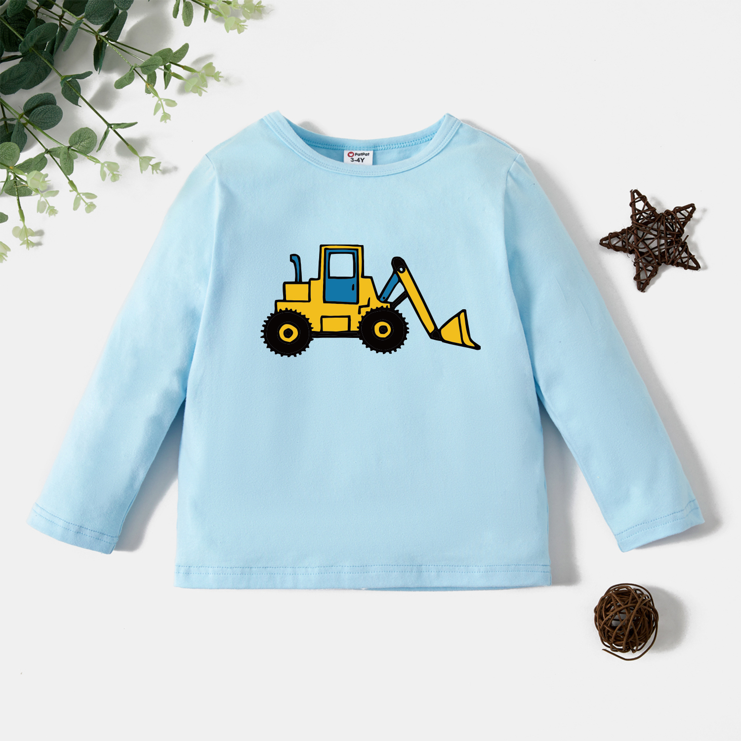 

Toddler Graphic Excavator Print Long-sleeve Tee