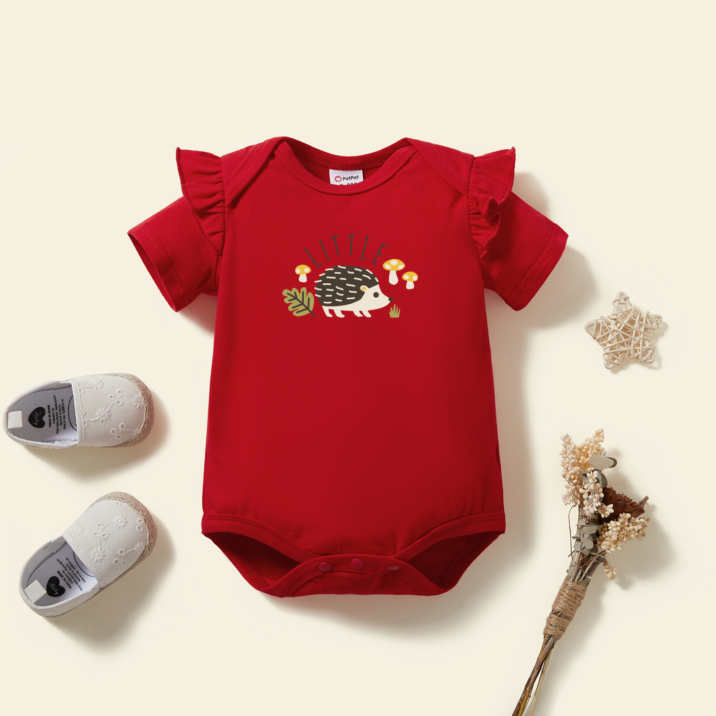 

Baby Graphic Flutter-sleeve Short-sleeve Romper