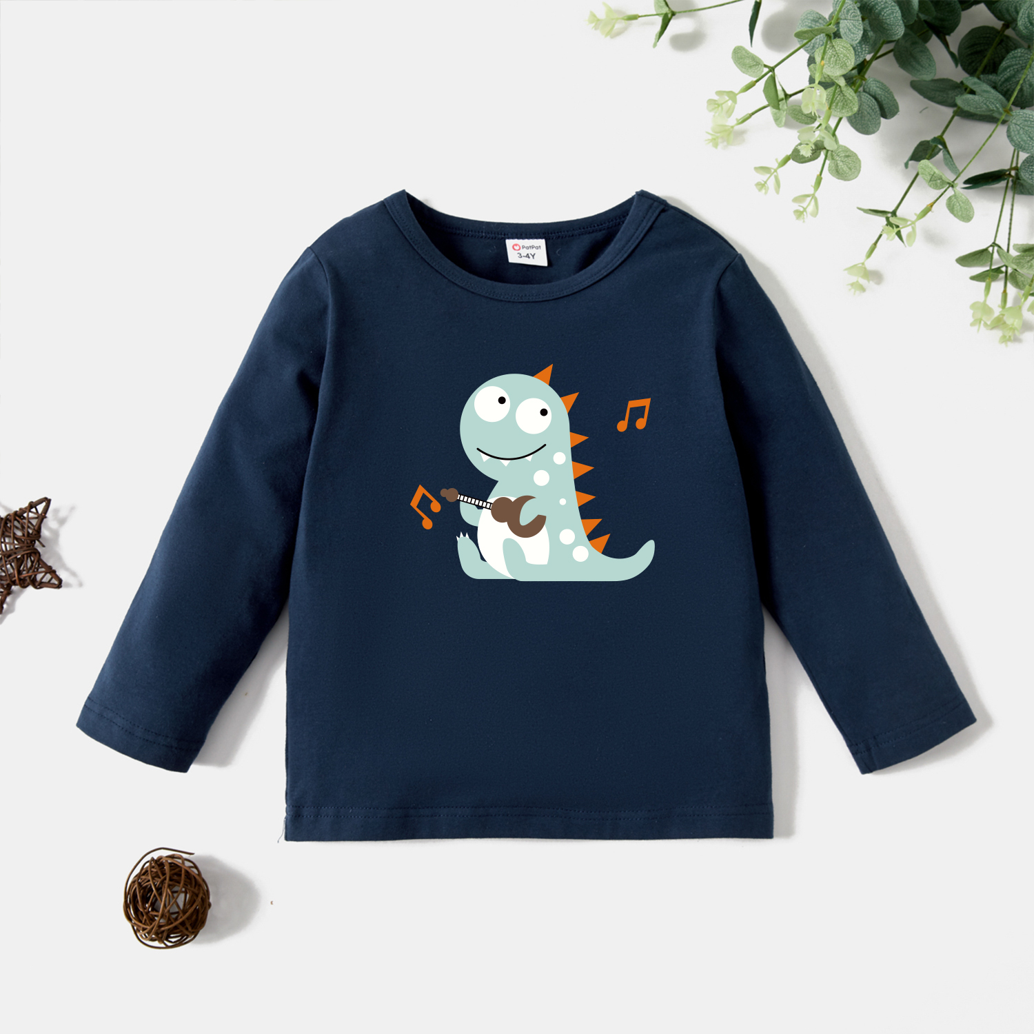 

Toddler Graphic Dinosaur Print Long-sleeve Tee