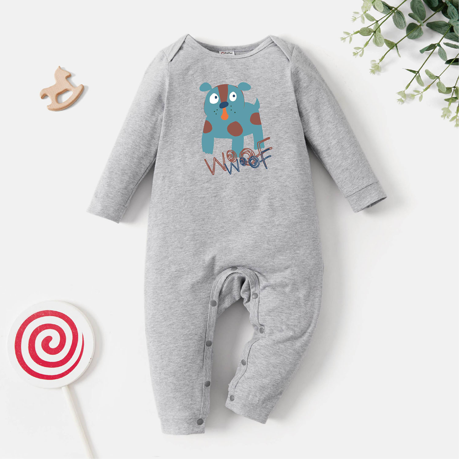 

Baby Graphic Light gray Long-sleeve Jumpsuit