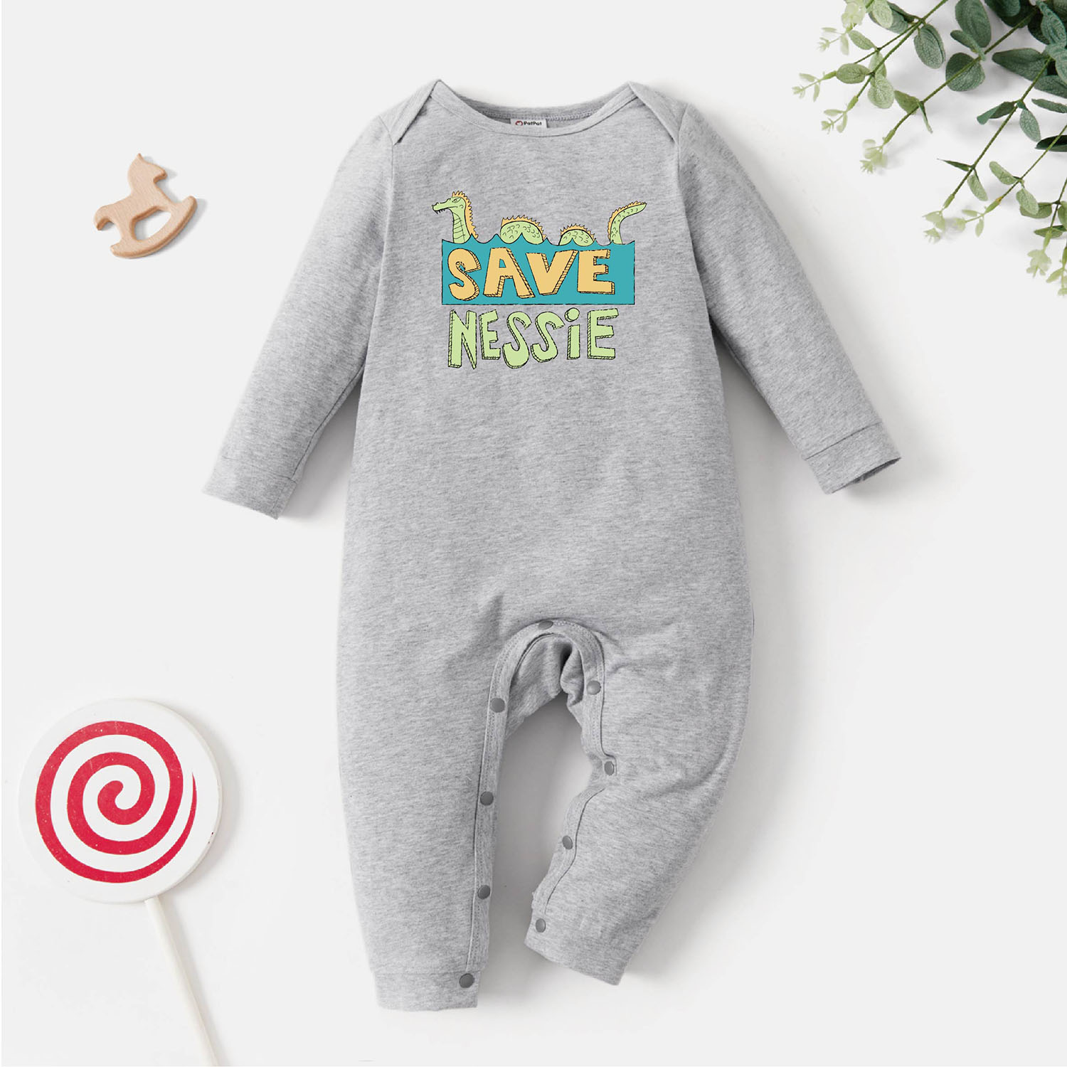

Baby Graphic Light gray Long-sleeve Jumpsuit