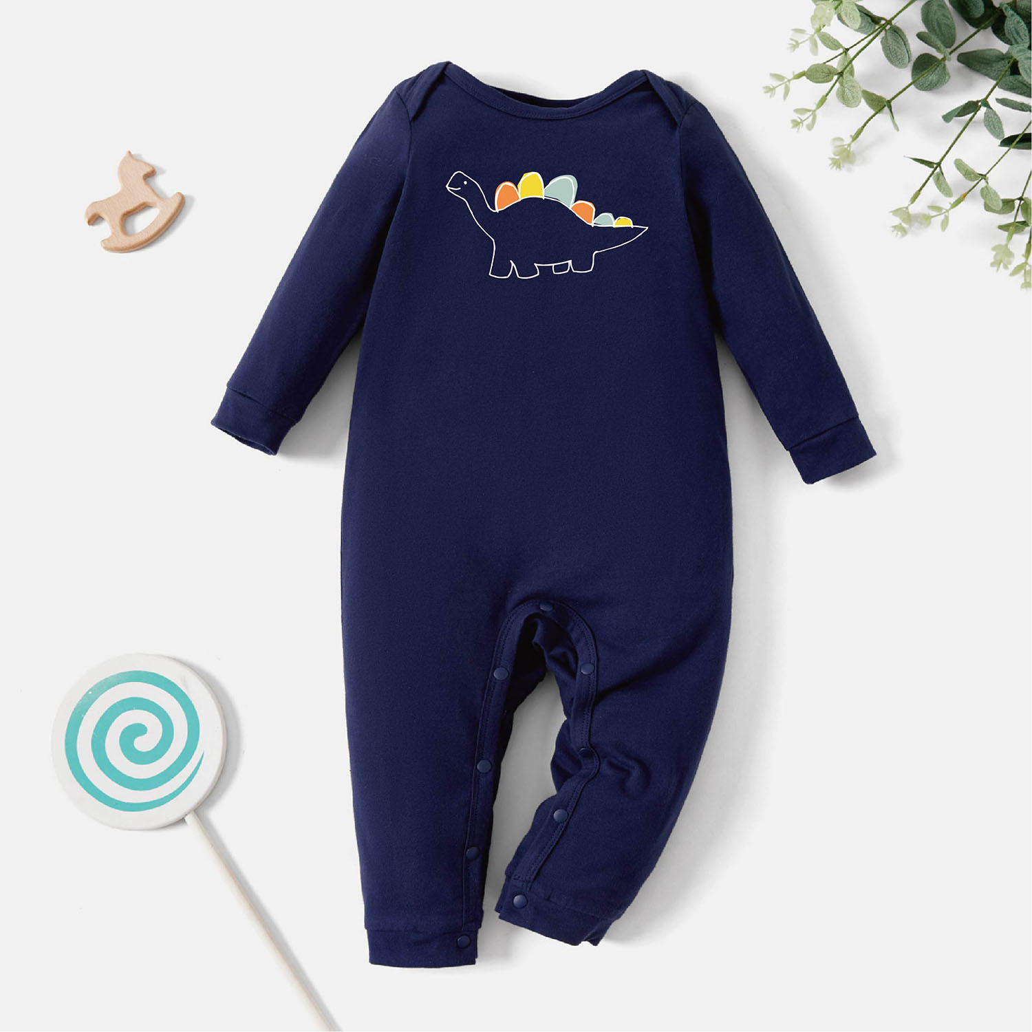 

Baby Graphic Dark Blue Long-sleeve Jumpsuit