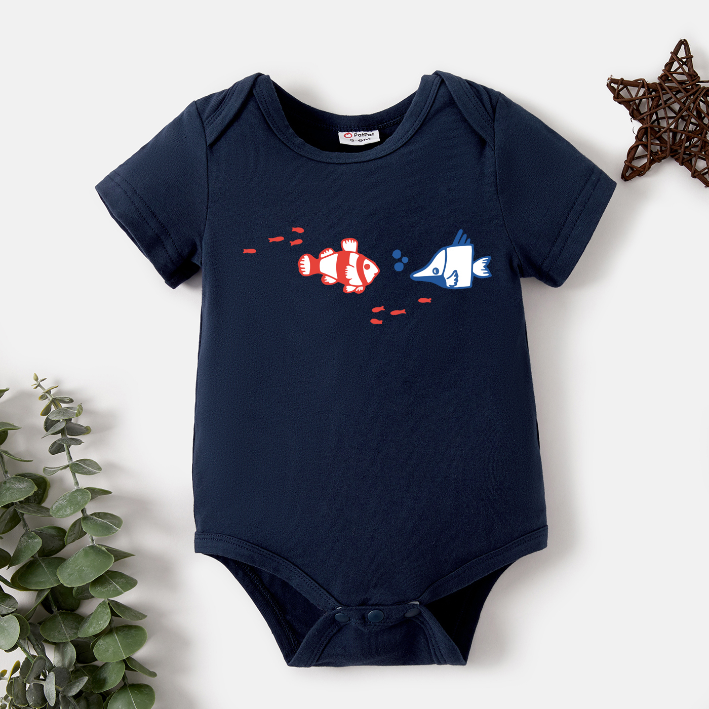 

Baby Graphic Dark Blue Short-sleeve Romper