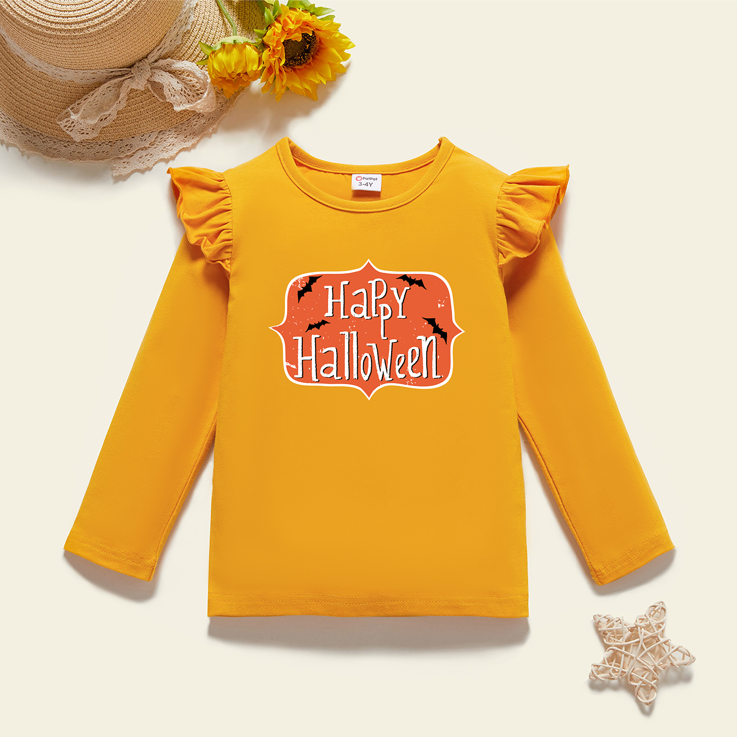 

Toddler Graphic Flutter-sleeve Ginger Long-sleeve Tee