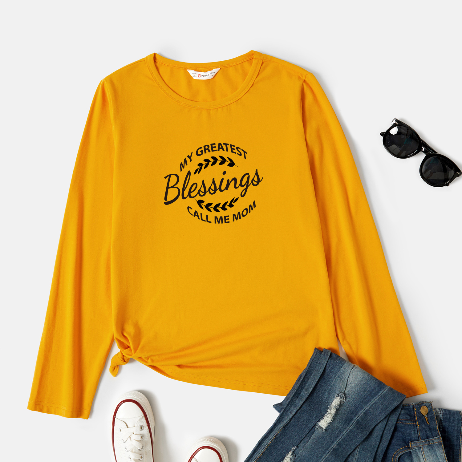 

Graphic Ginger Long-sleeve Round-collar Tee for Women
