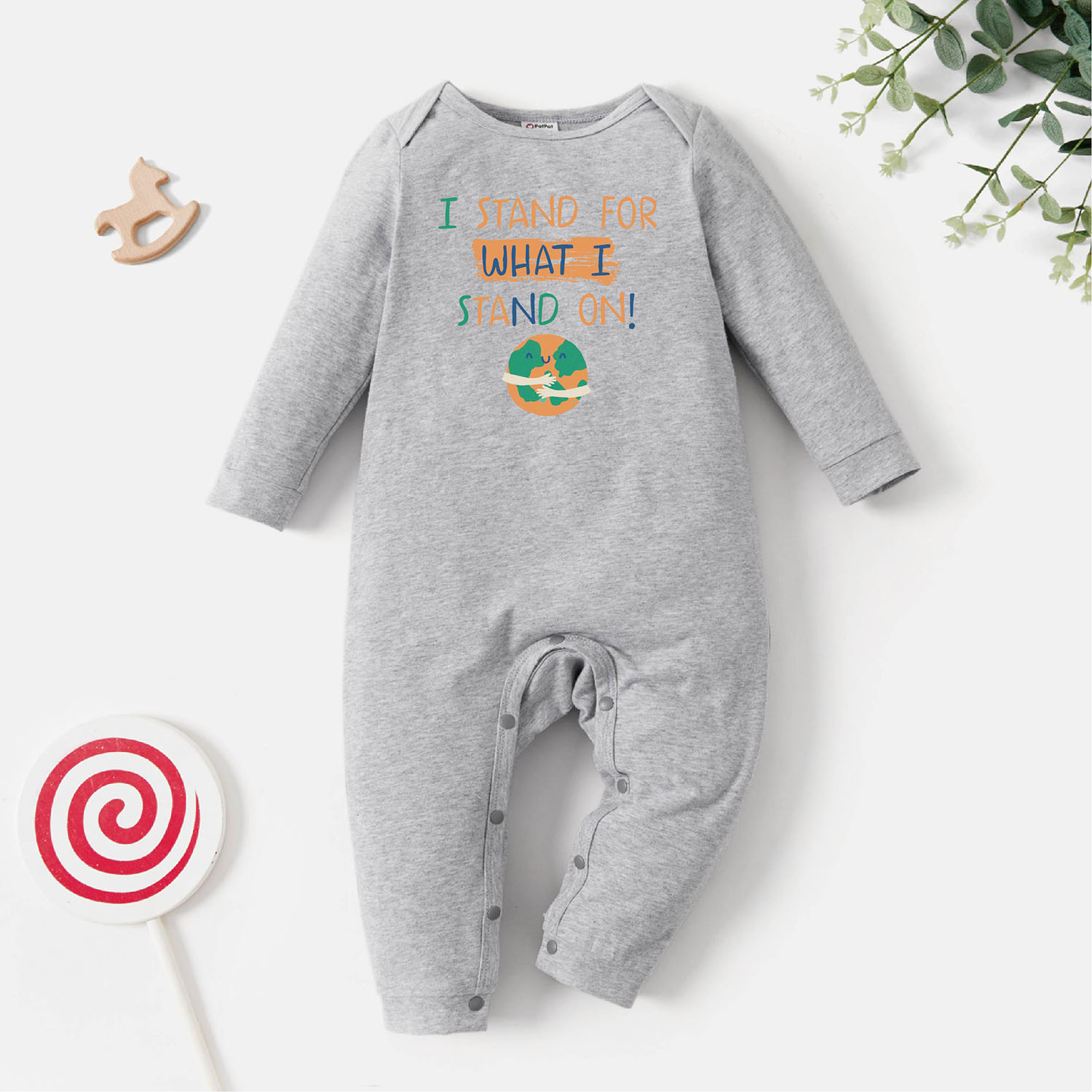 

Baby Graphic Light gray Long-sleeve Jumpsuit