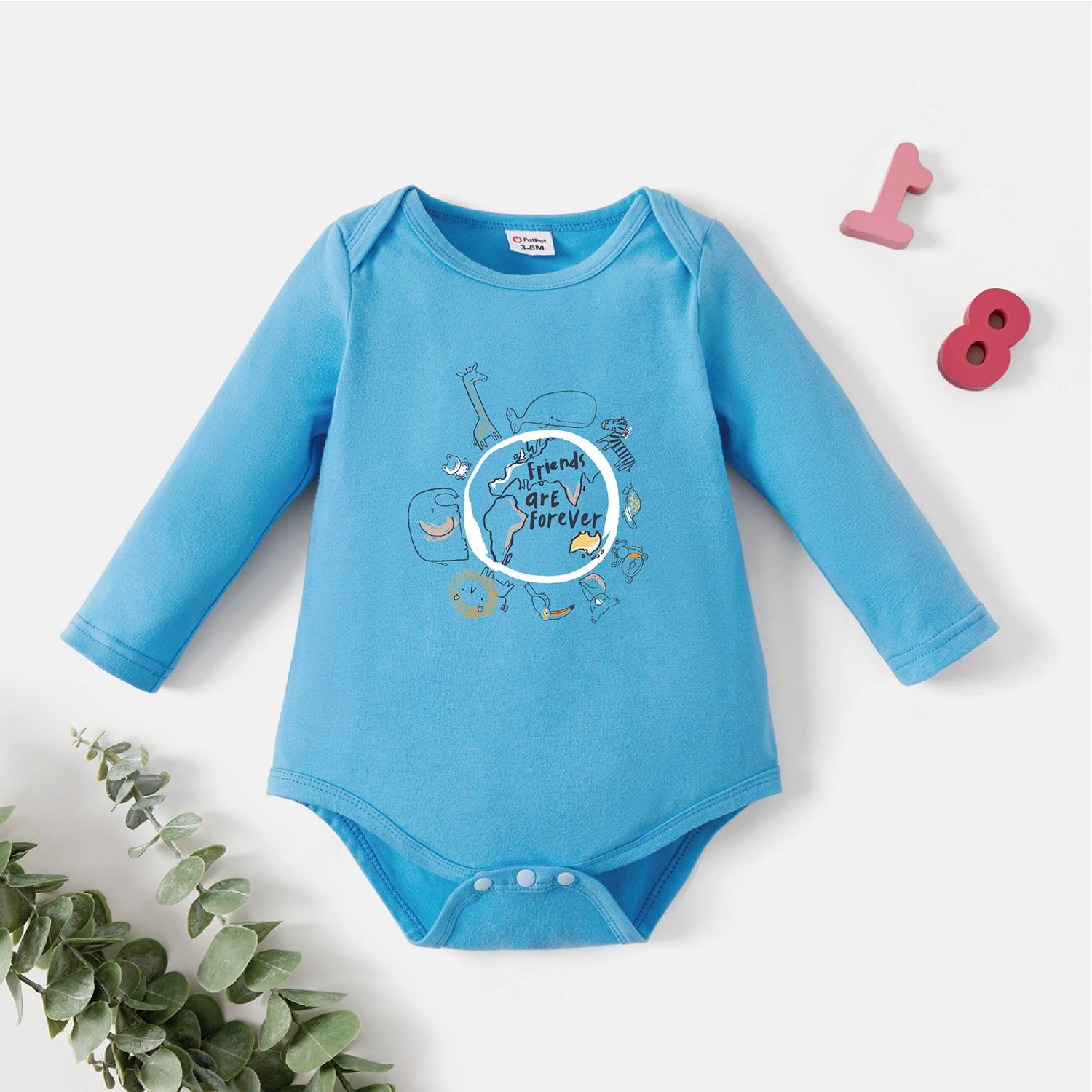 

Baby Graphic Blue Long-sleeve Romper