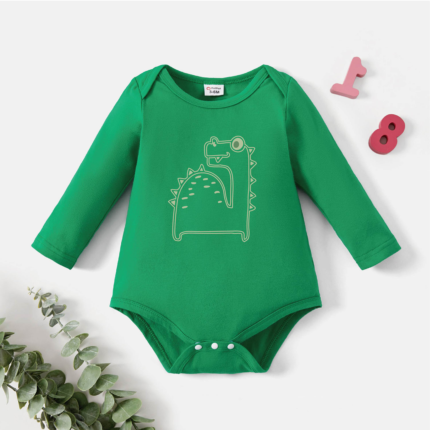 

Baby Graphic Green Long-sleeve Romper