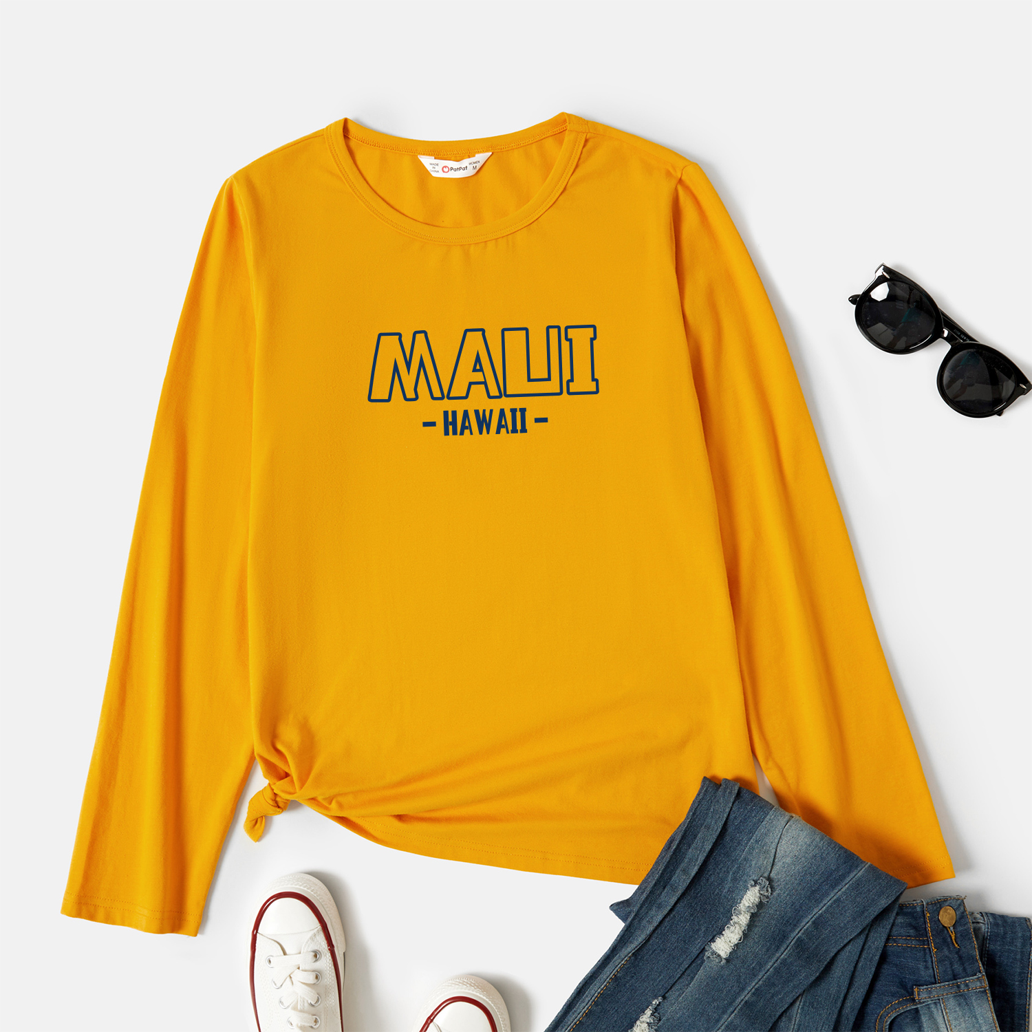 

Graphic Ginger Long-sleeve Round-collar Tee for Women