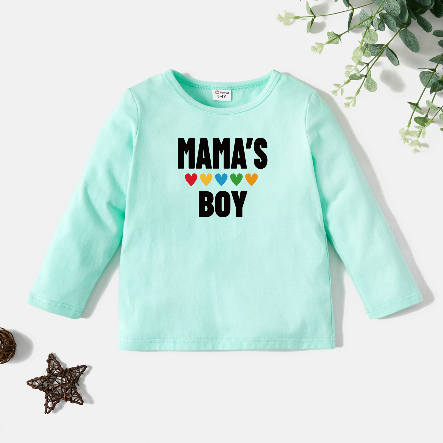 

Toddler Boy Graphic Letter and Heart Print Long-sleeve Tee
