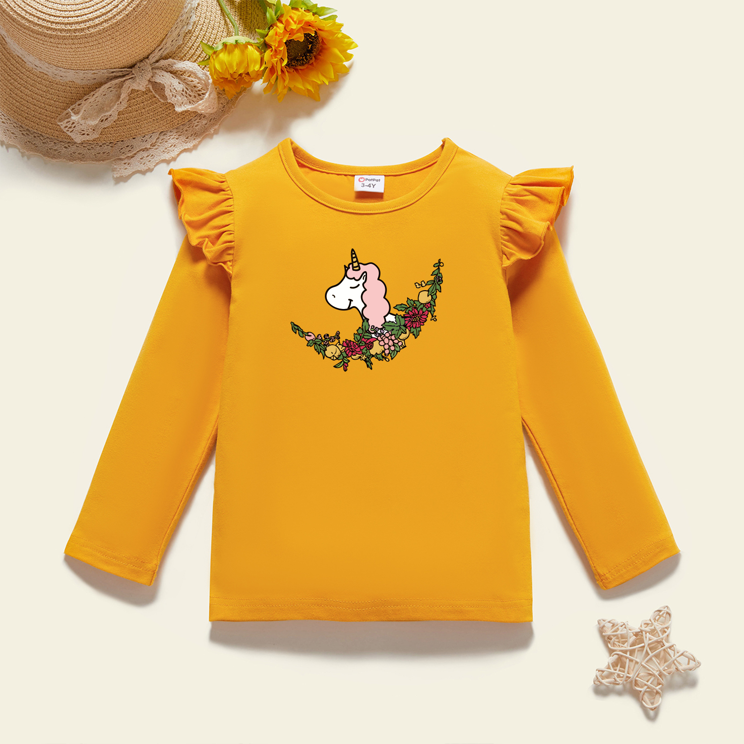 

Toddler Graphic Flutter-sleeve Ginger Long-sleeve Tee