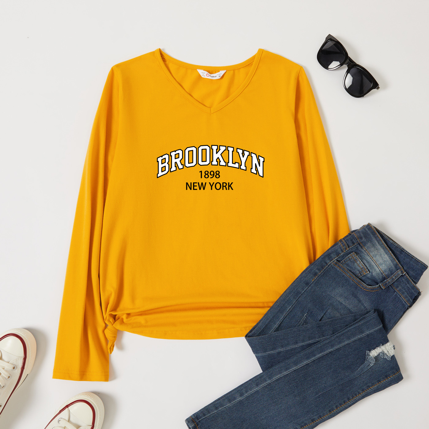 

Graphic Ginger Long-sleeve V Neck Tee for Women