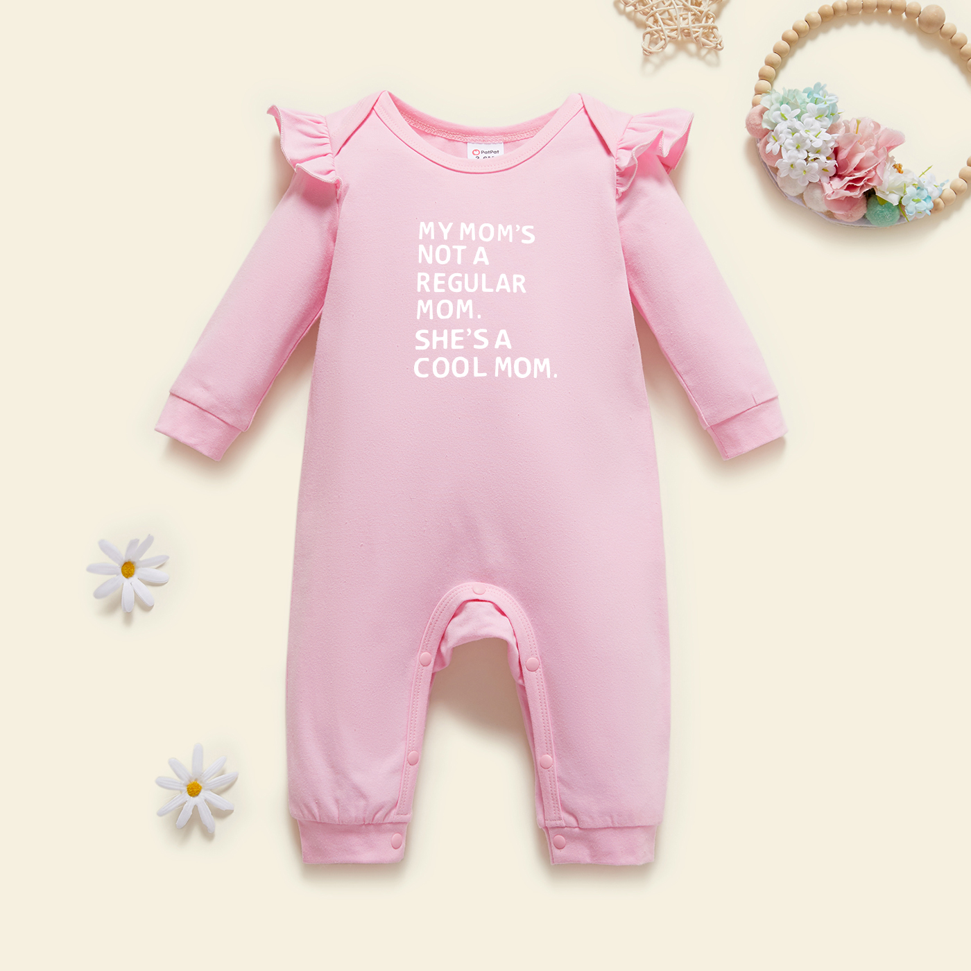 

Baby Graphic Flutter-sleeve Long-sleeve Jumpsuit