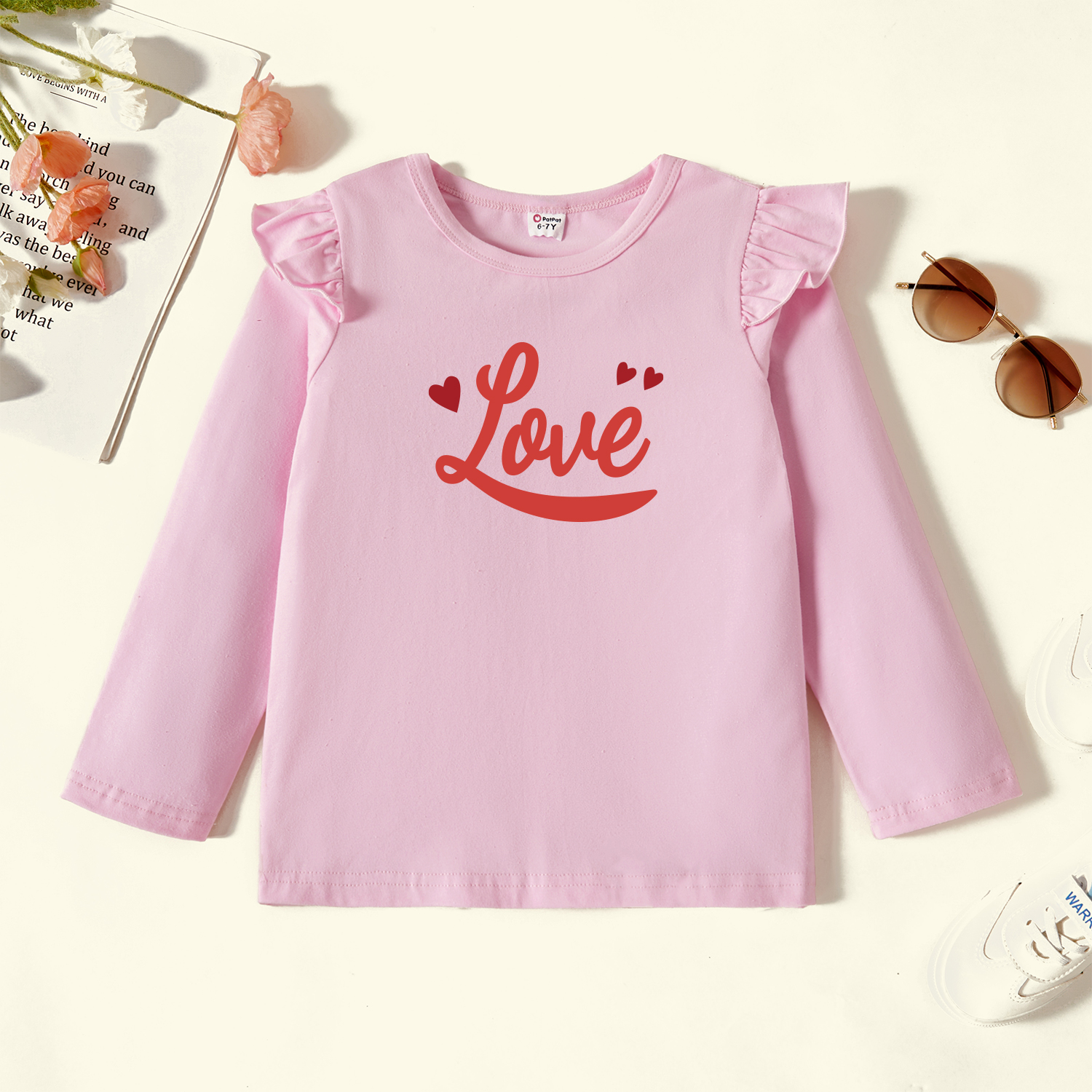 

Kids Graphic Flutter-sleeve Light pink Long-sleeve Tee