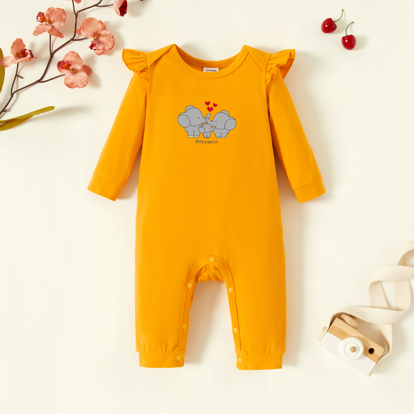 

Baby Graphic Flutter-sleeve Ginger Long-sleeve Jumpsuit