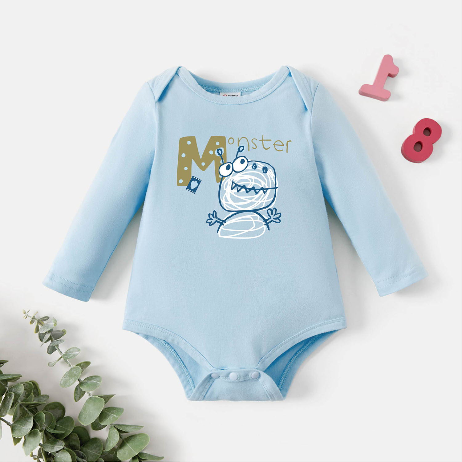 

Baby Graphic Light blue Long-sleeve Romper