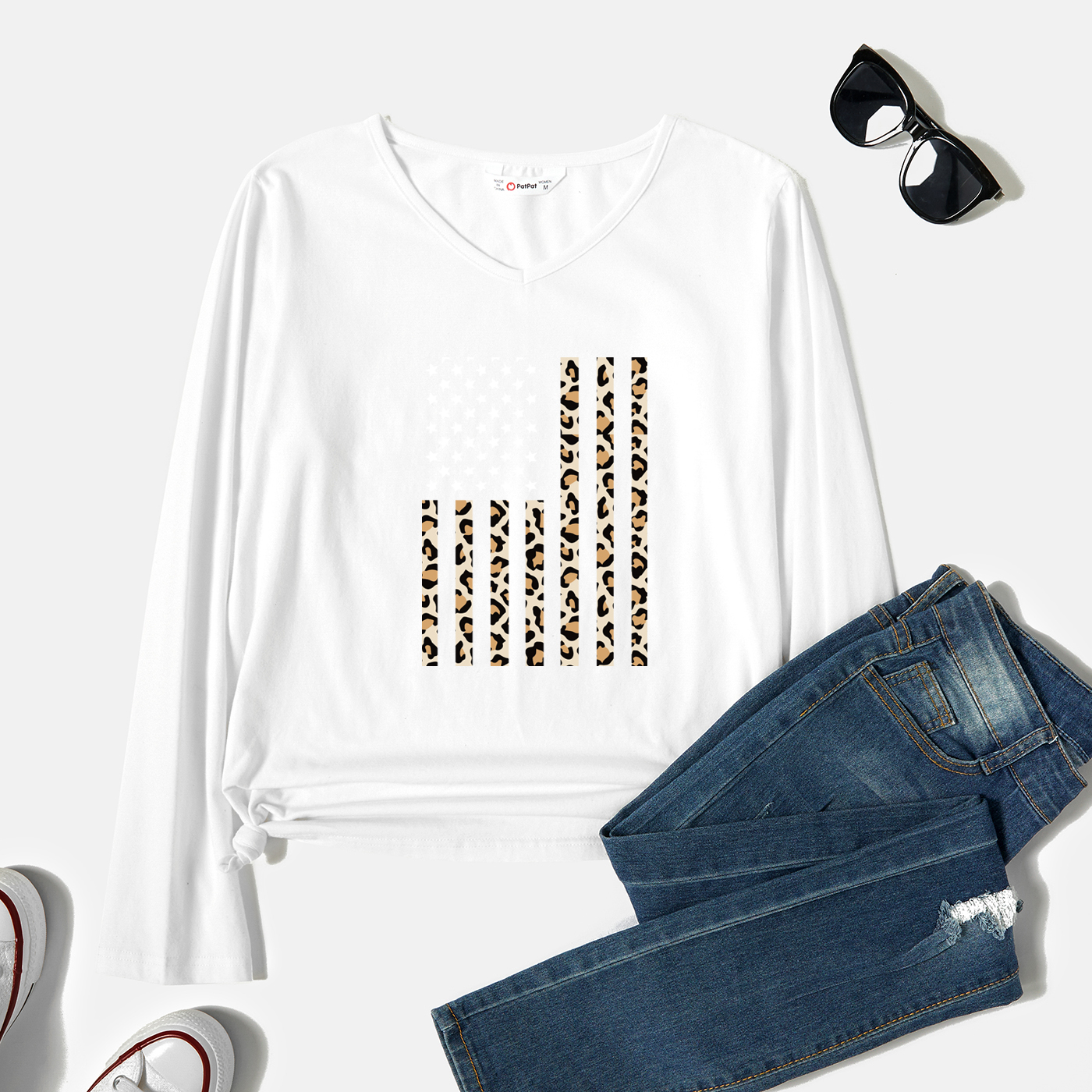 

Graphic Lavender Long-sleeve Round-collar Tee for Women