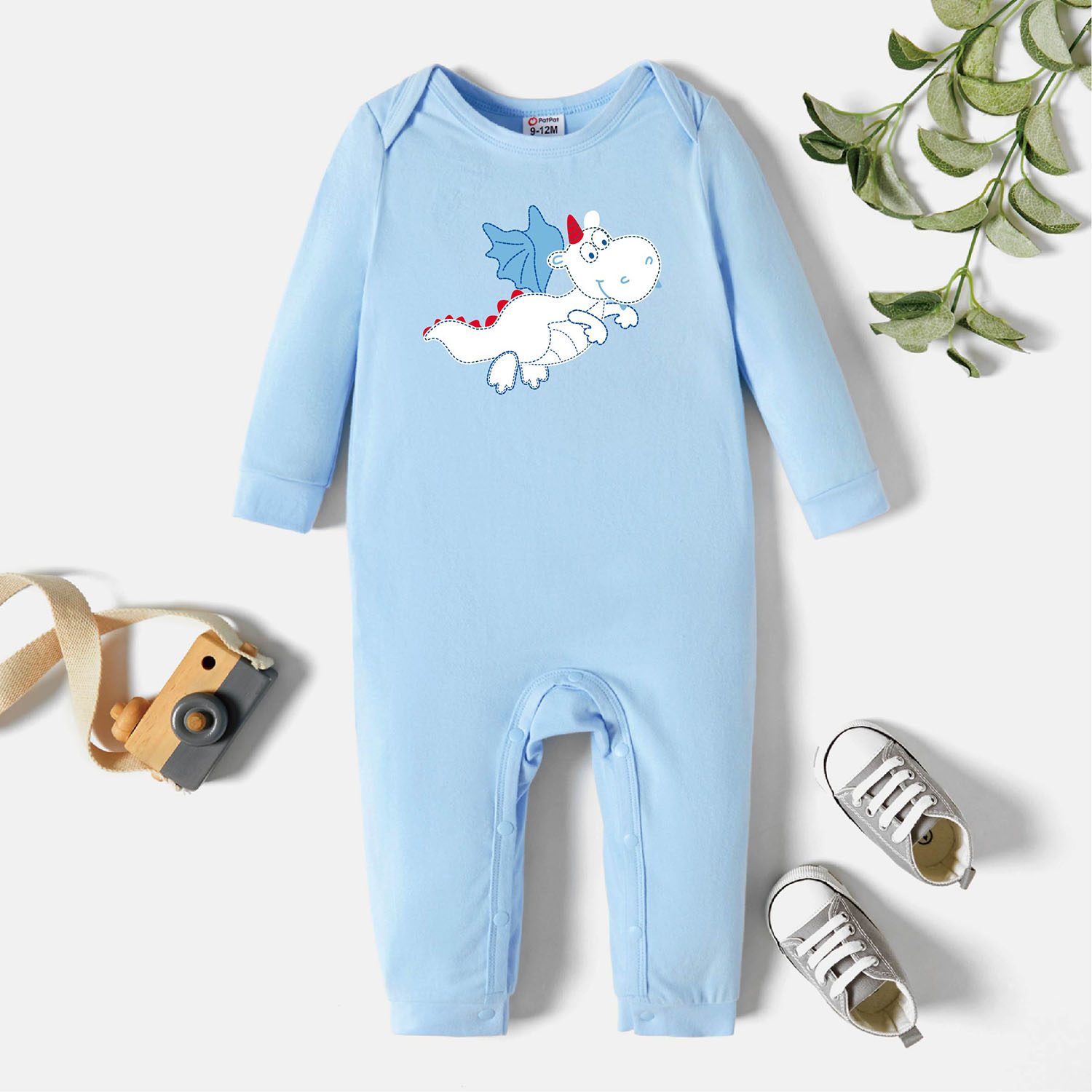 

Baby Graphic Light blue Long-sleeve Jumpsuit