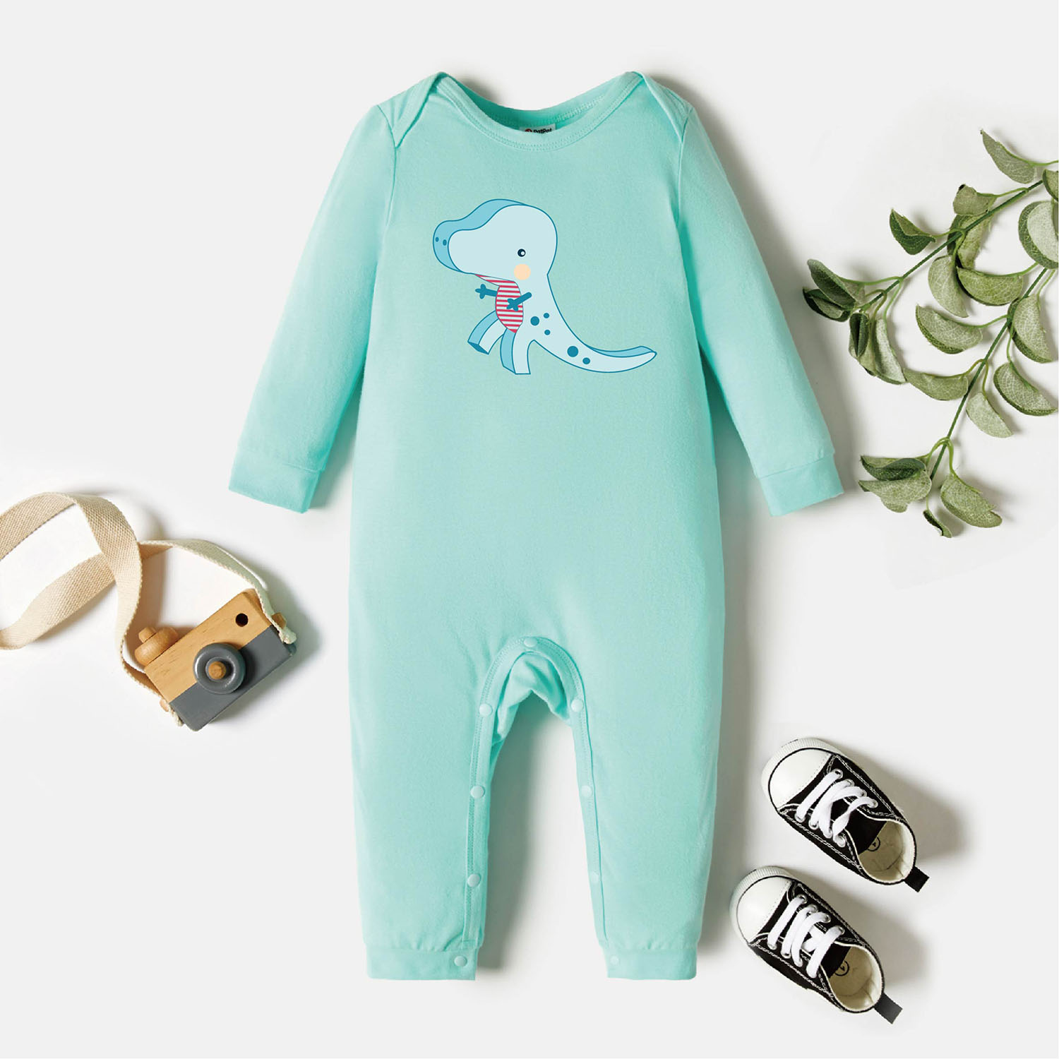

Baby Graphic Light green Long-sleeve Jumpsuit