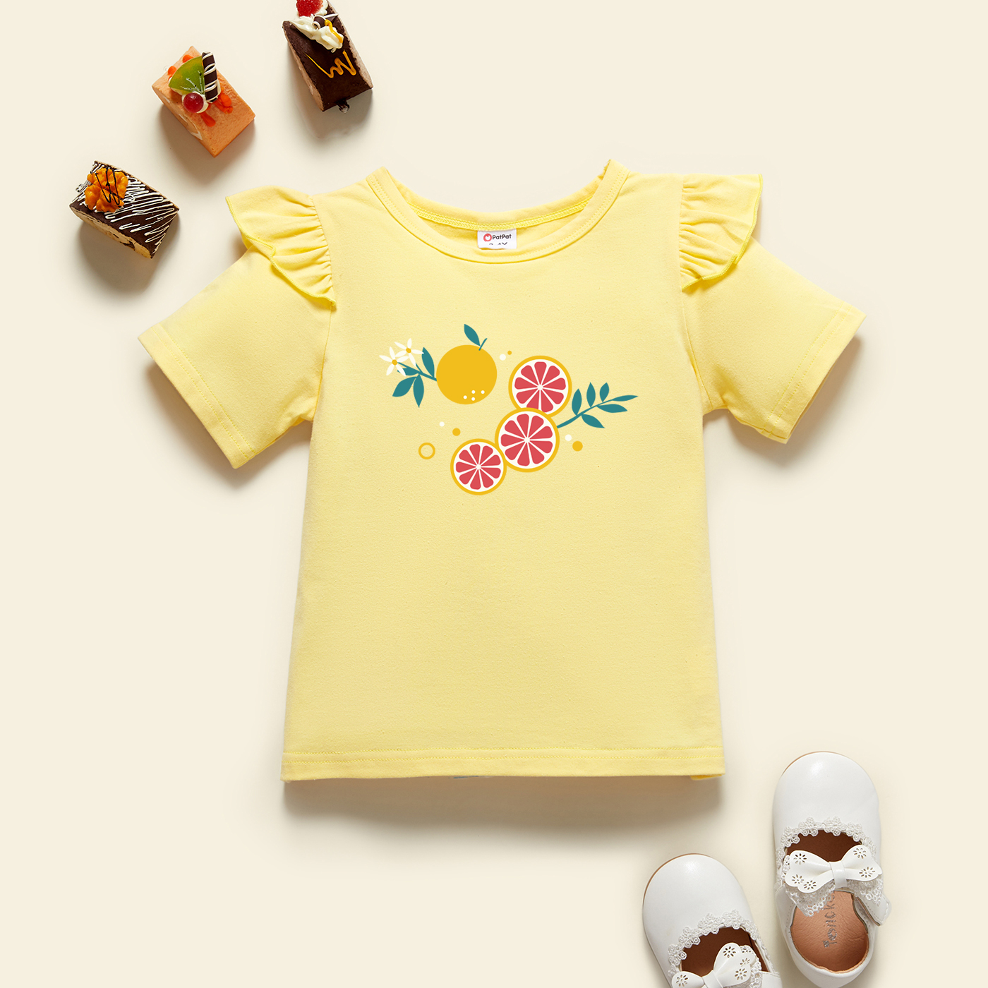 

Toddler Graphic Flutter-sleeve Short-sleeve Tee