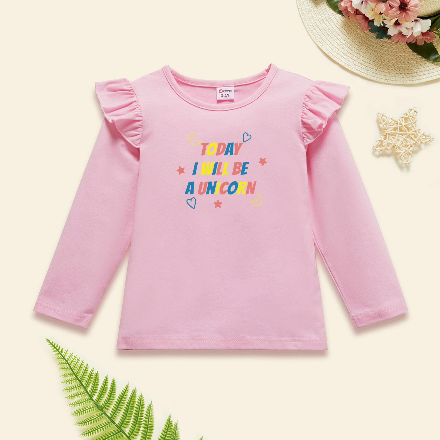 

Toddler Graphic Flutter-sleeve Light pink Long-sleeve Tee