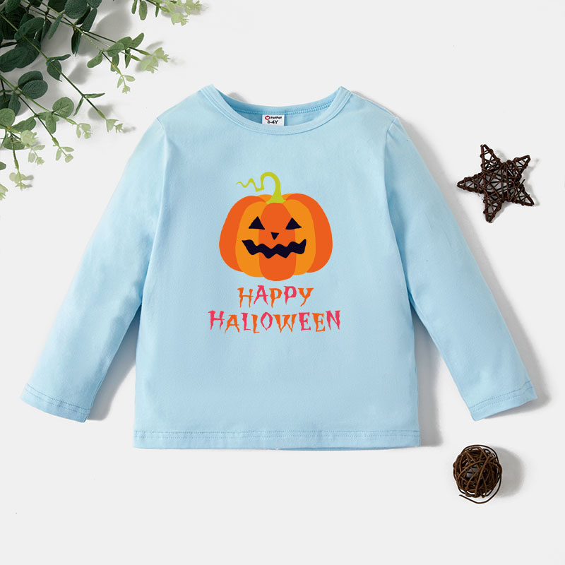 

Halloween Toddler Graphic Letter and Pumpkin Print Long-sleeve Tee