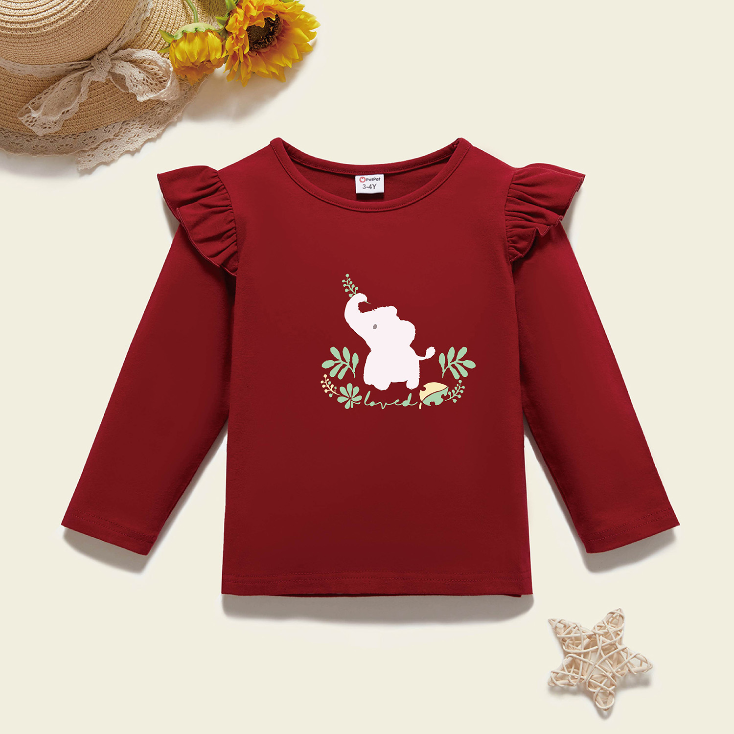 

Toddler Graphic Flutter-sleeve Ginger Long-sleeve Tee