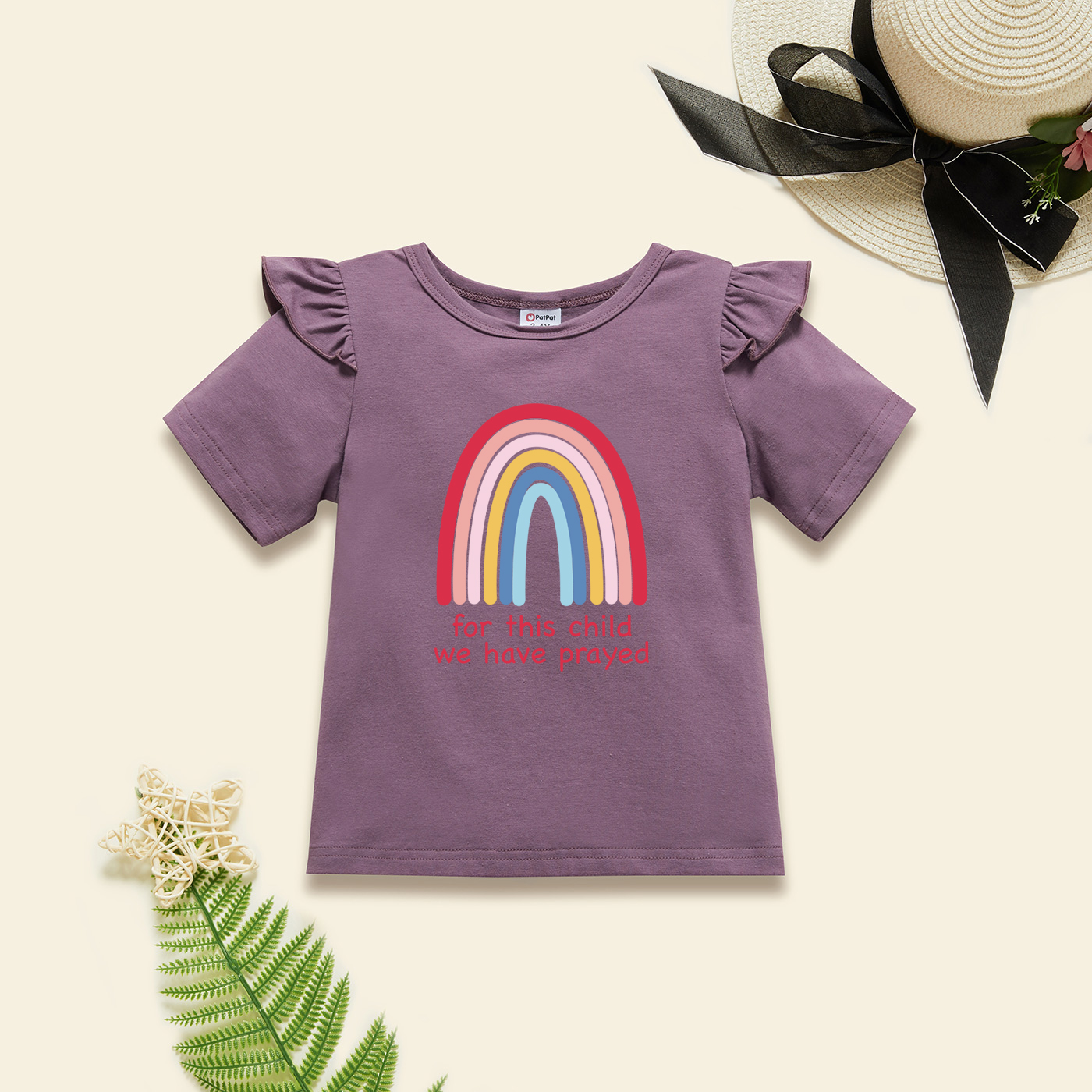 

Toddler Graphic Flutter-sleeve Burgundy Short-sleeve Tee
