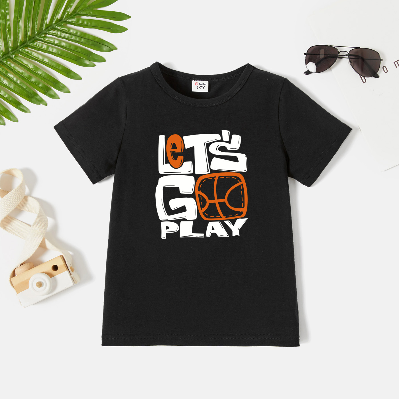 

Kid Graphic Letter and Basketball Print Short-sleeve Tee