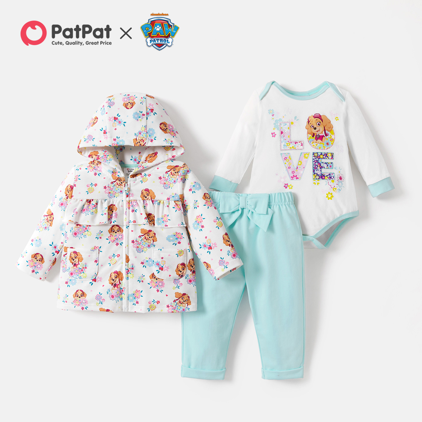 

PAW Patrol Little Girl Allover Hoodie Jacket and Bodysuit and Pants Set