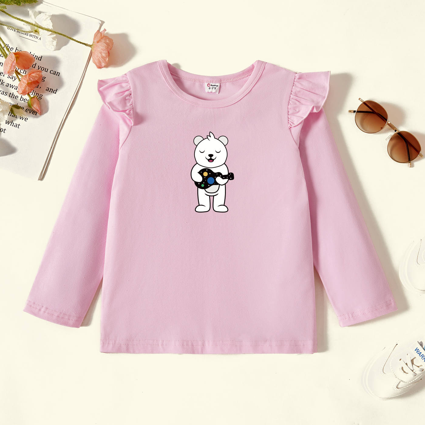 

Kids Graphic Flutter-sleeve Light pink Long-sleeve Tee