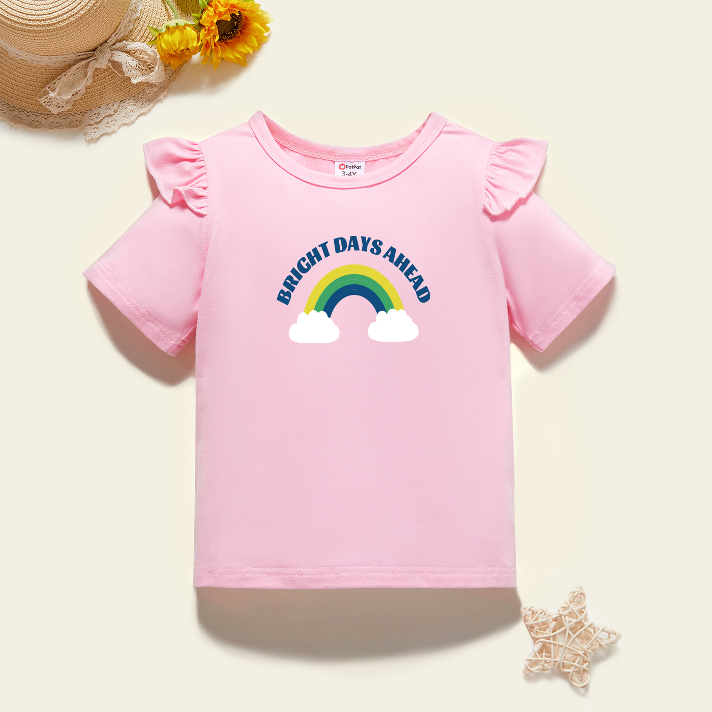 

Toddler Graphic Flutter-sleeve Light pink Short-sleeve Tee