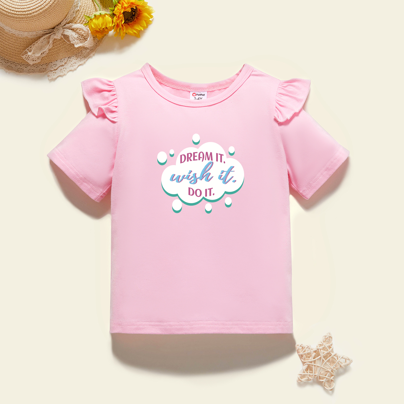 

Toddler Graphic Flutter-sleeve Light pink Short-sleeve Tee