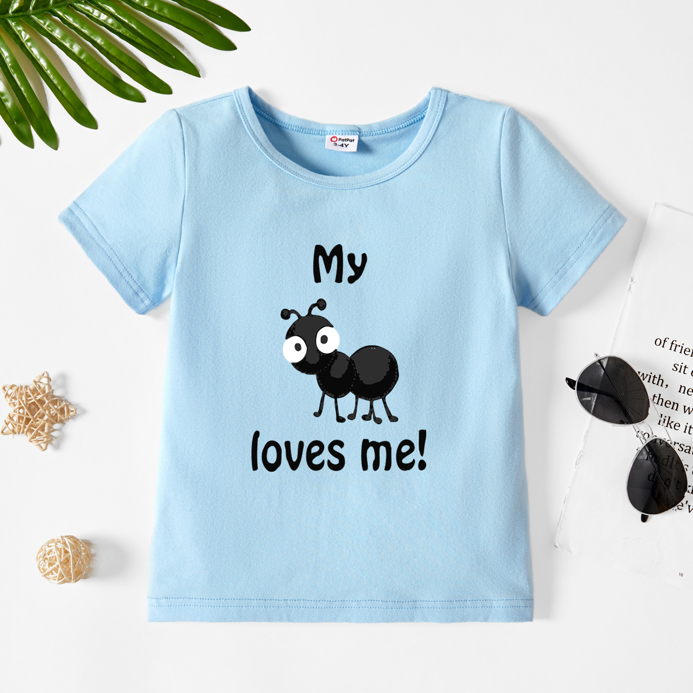 

Toddler Graphic Ant and Letter Print Short-sleeve Tee