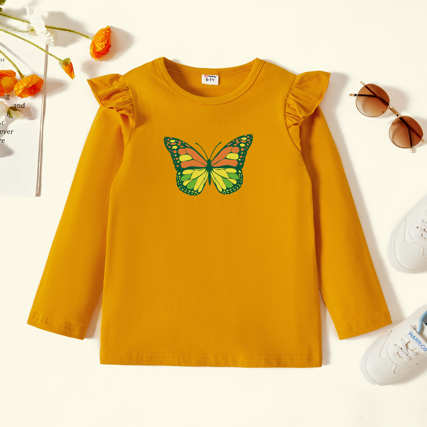 

Kids Graphic Flutter-sleeve Ginger Long-sleeve Tee