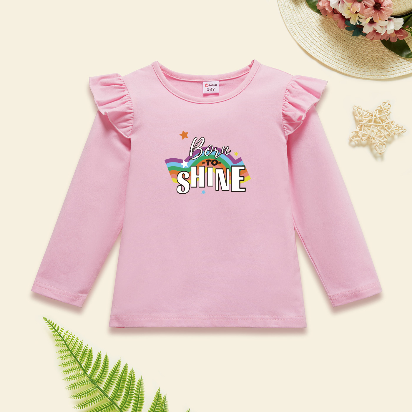 

Toddler Graphic Flutter-sleeve Light pink Long-sleeve Tee