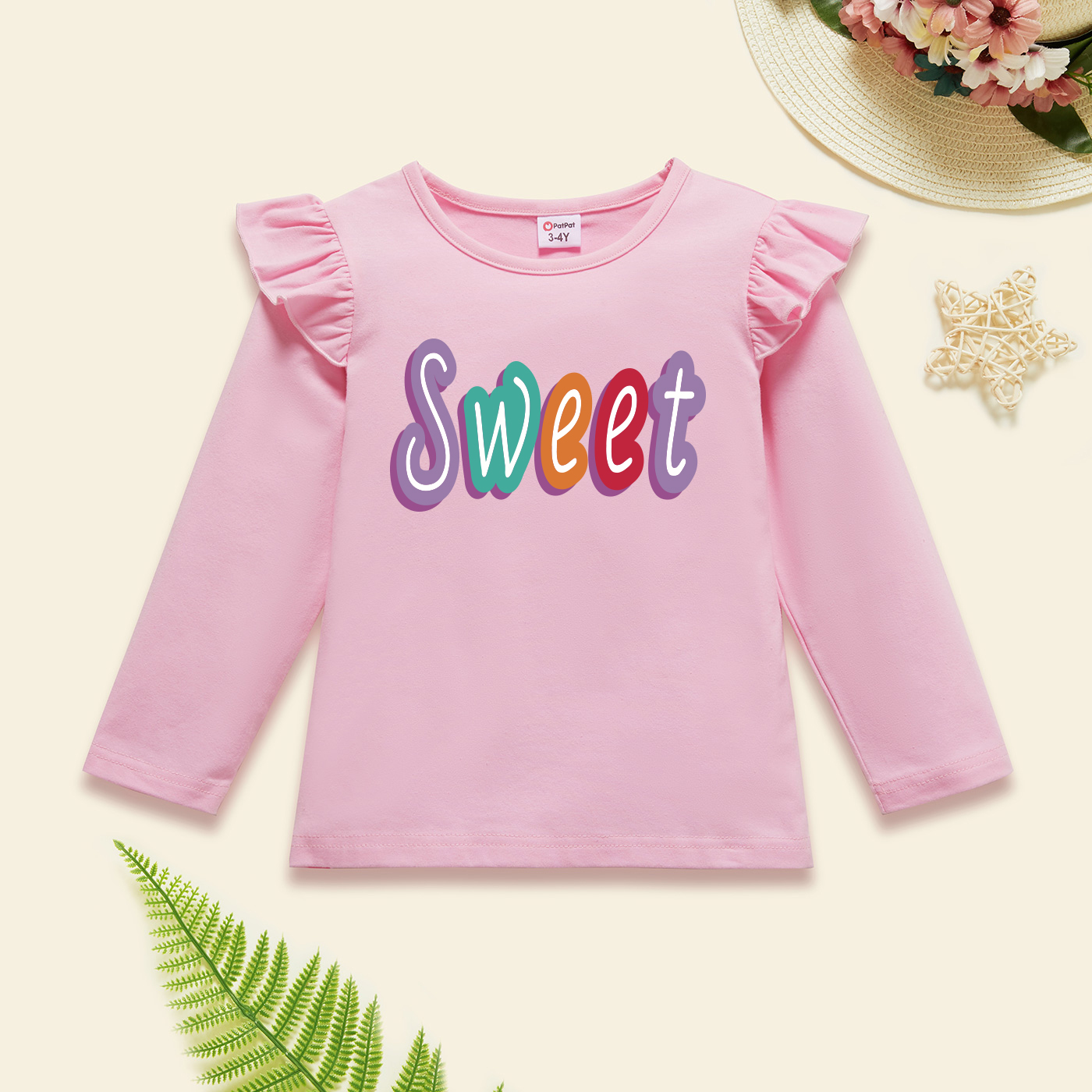

Toddler Graphic Flutter-sleeve Light pink Long-sleeve Tee