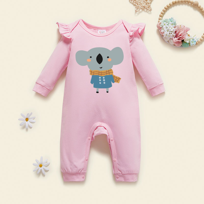 

Baby Graphic Flutter-sleeve Long-sleeve Jumpsuit