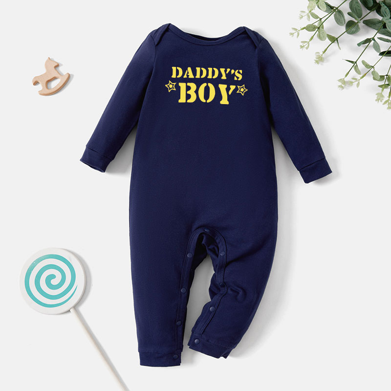 

Baby Boy Graphic Letter and Stars Print Long-sleeve Jumpsuit