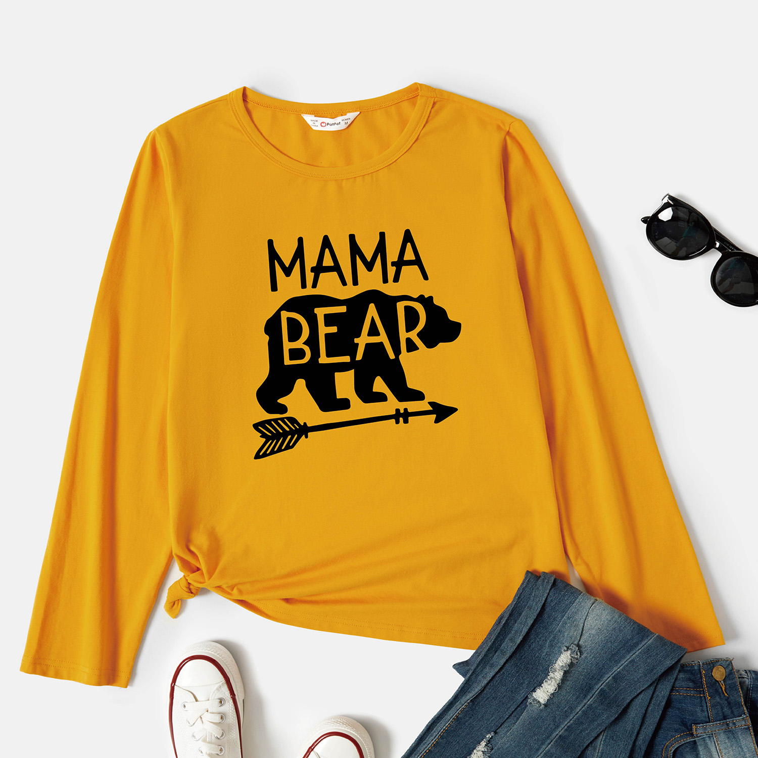

Graphic Long-sleeve Round-collar Tee for Women