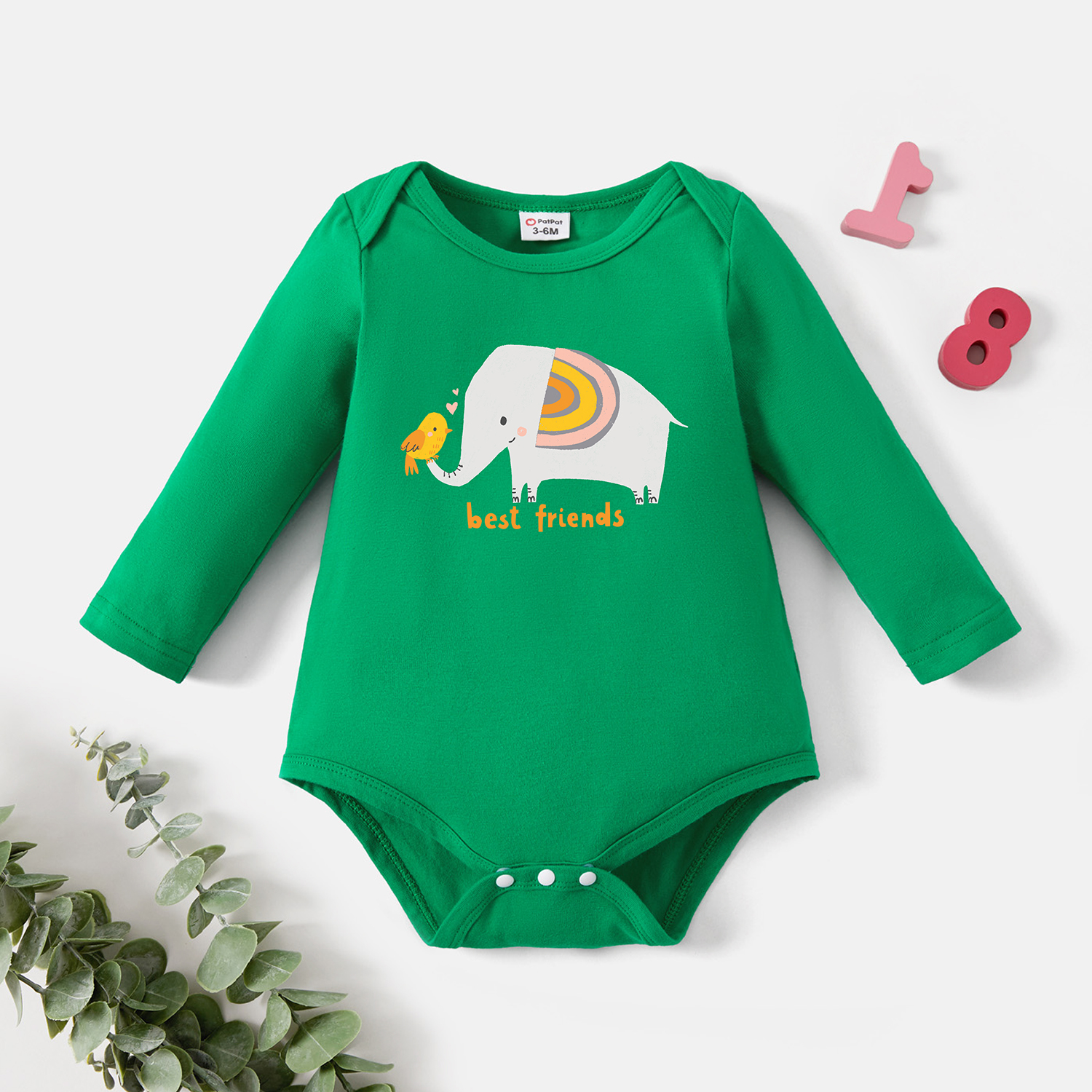 

Baby Graphic Green Long-sleeve Romper