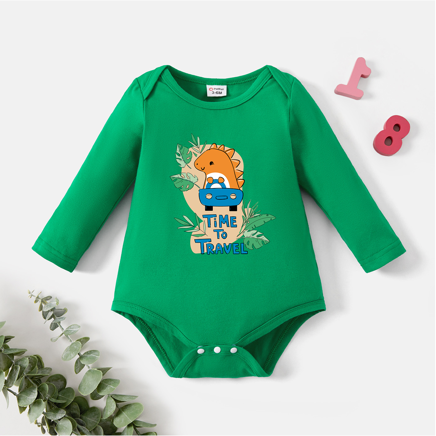 

Baby Graphic Green Long-sleeve Romper
