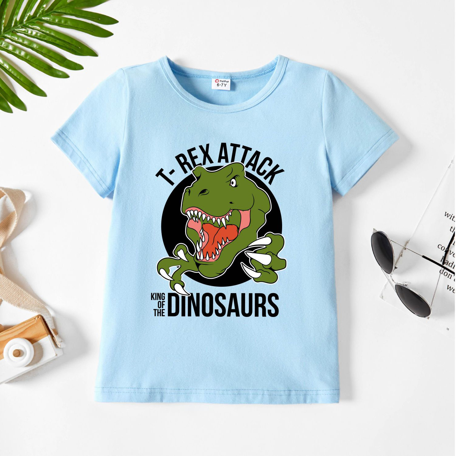 

Kid Boy Graphic Dinosaur and Letter Print Short-sleeve Tee