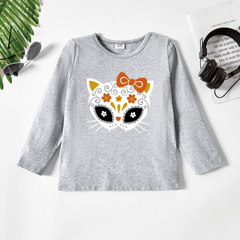 

Kid Graphic Cat Print Long-sleeve Tee