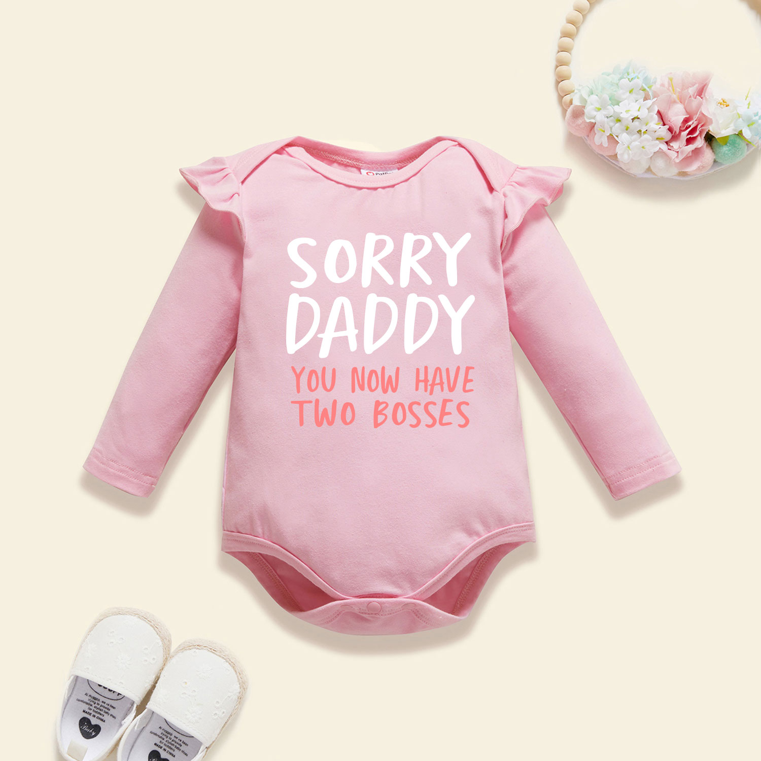 

Baby Girl Graphic Letter Print Long-sleeve Romper