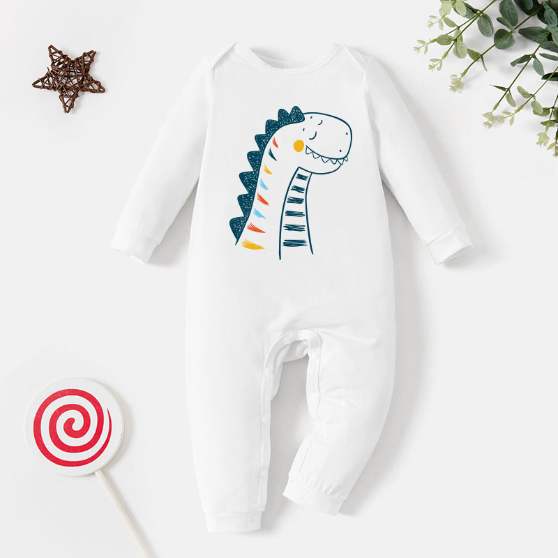 

Baby Graphic Dinosaur Print Long-sleeve Jumpsuit