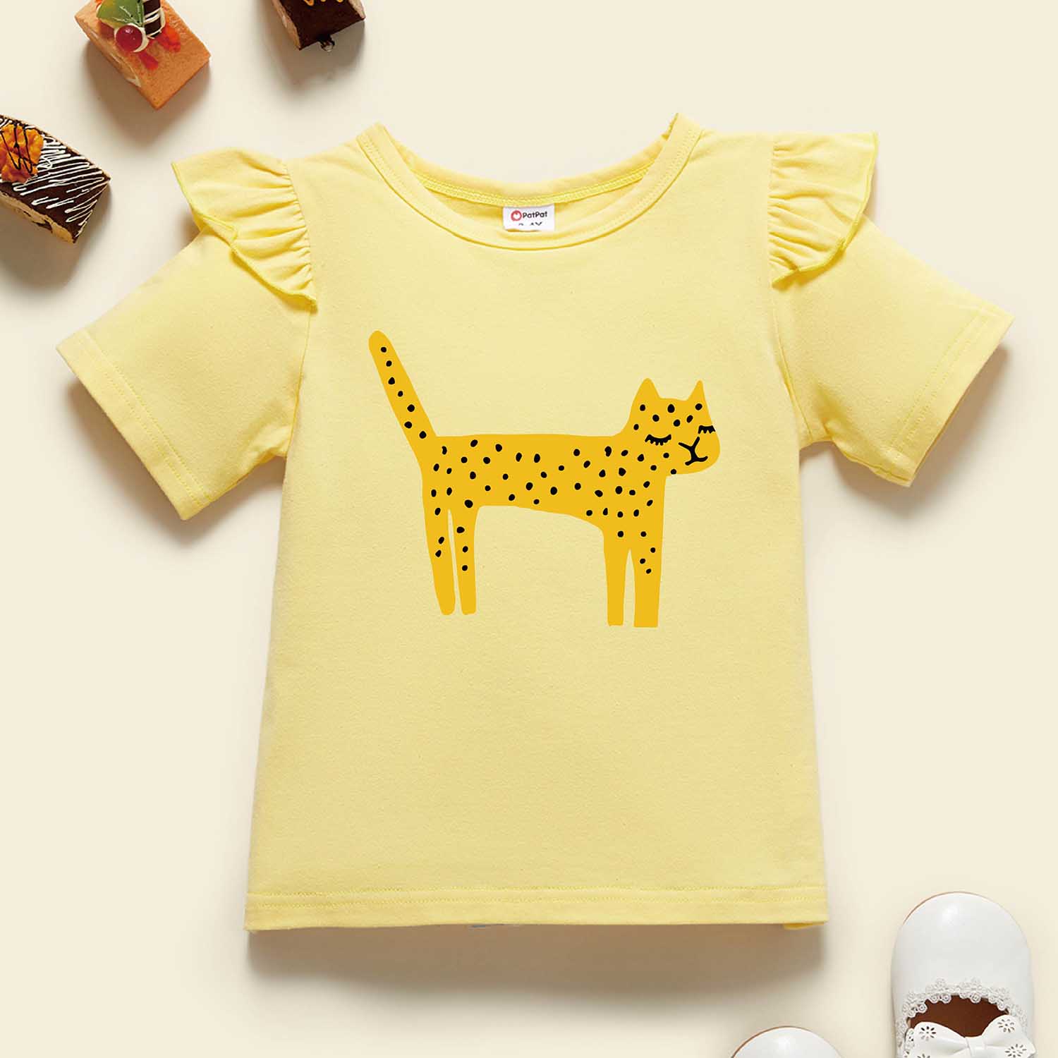 

Toddler Graphic Flutter-sleeve Short-sleeve Tee