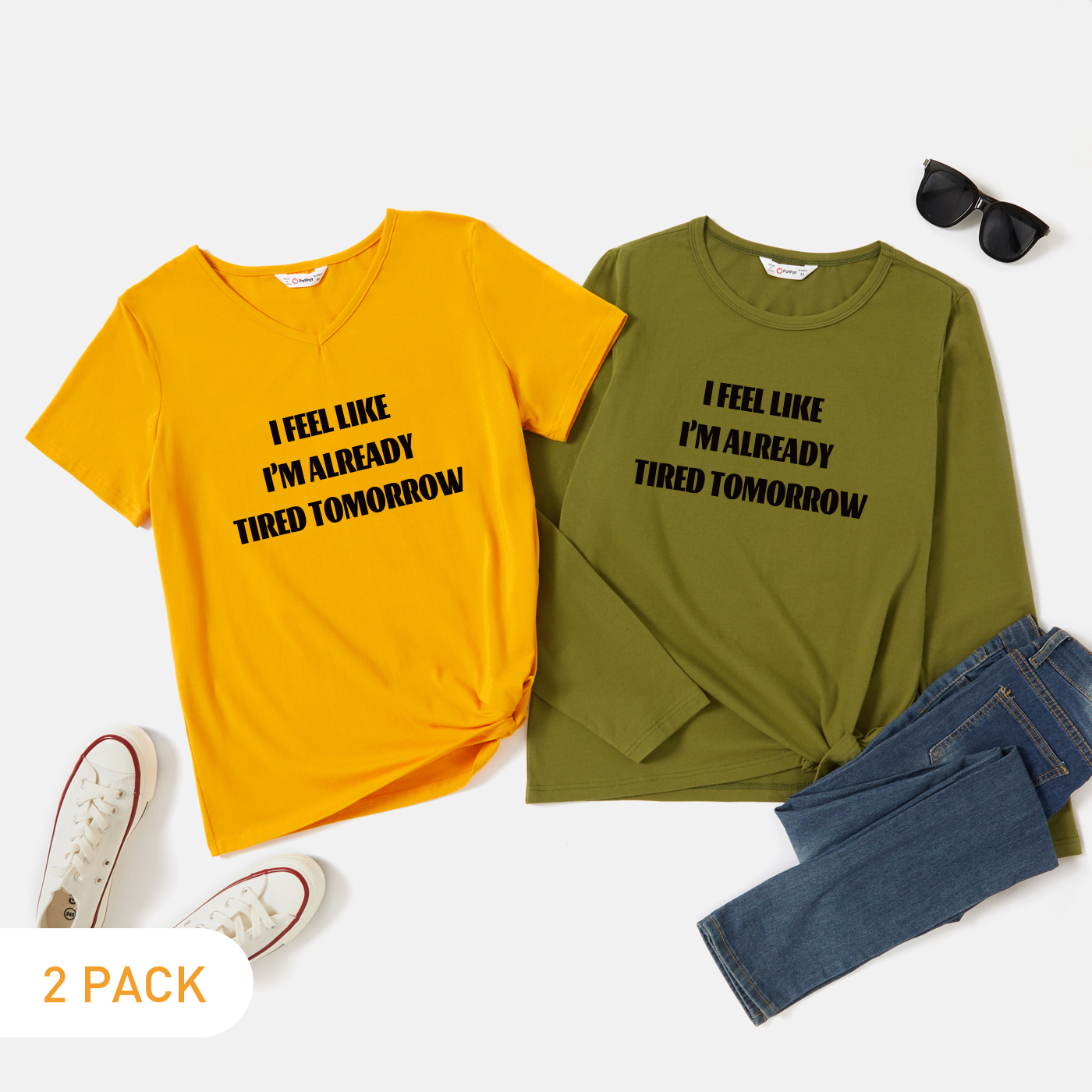

2-Pack Women Graphic Letter Print Tee Set